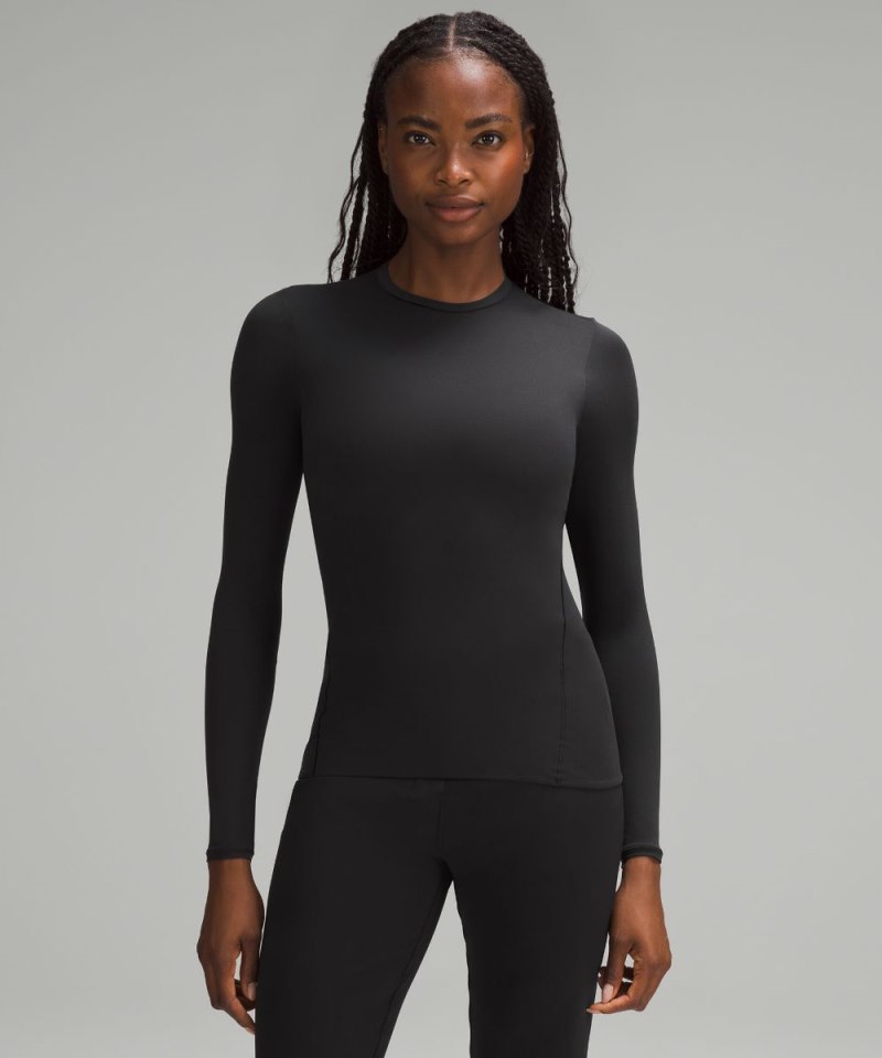 Lululemon Wundermost Ultra-Soft Nulu Crewneck Long-Sleeve Shirt Black Online Outlet Sale