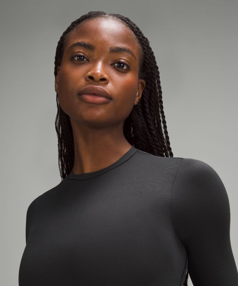Lululemon Wundermost Ultra-Soft Nulu Crewneck Long-Sleeve Shirt Black Online Outlet Sale