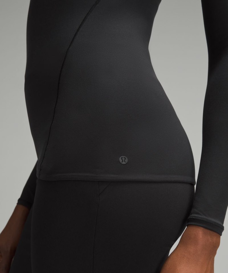 Lululemon Wundermost Ultra-Soft Nulu Crewneck Long-Sleeve Shirt Black Online Outlet Sale