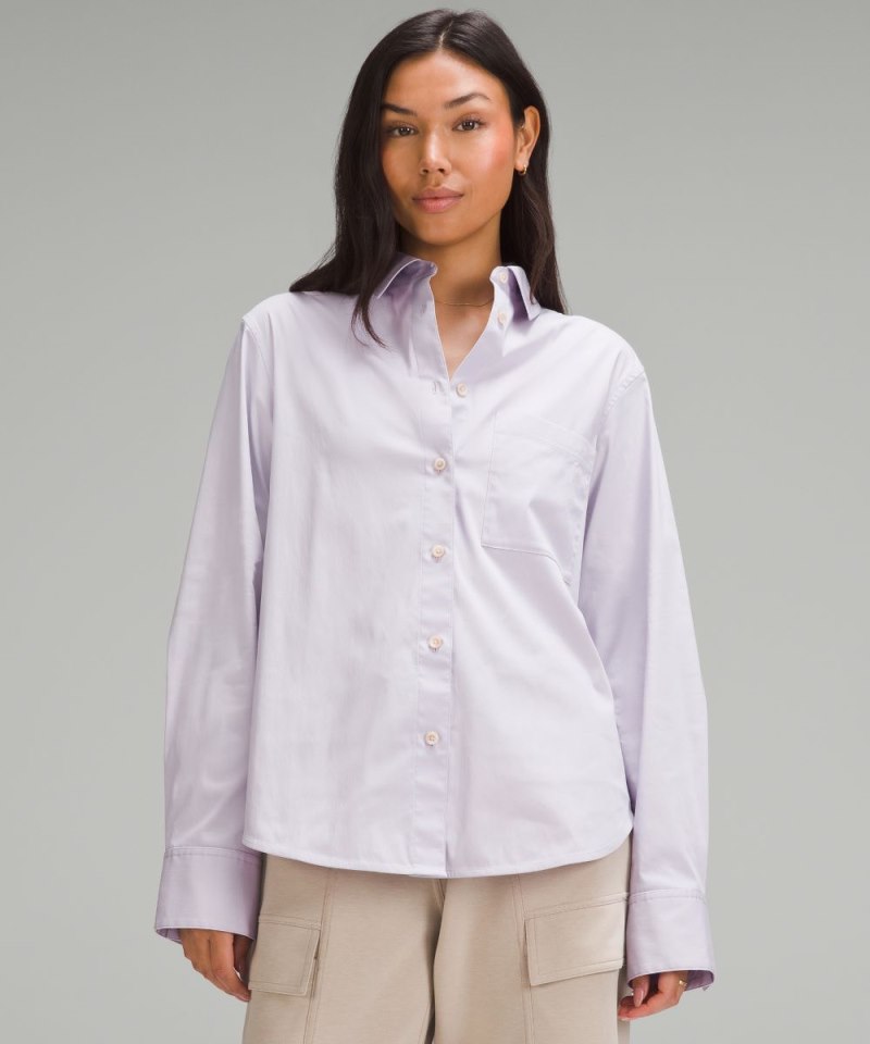 Lululemon Cotton-Blend Poplin Button-Down Shirt Lilac Ether Online Outlet Sale