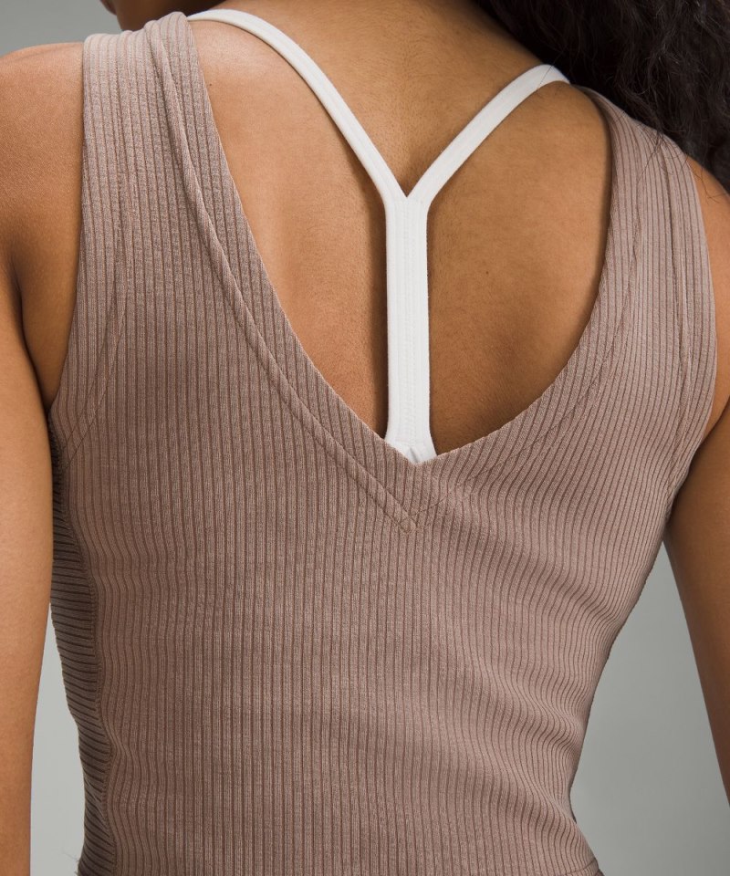 Lululemon Ribbed Softstreme Cropped Tank Top Taupetastic Online Outlet Sale