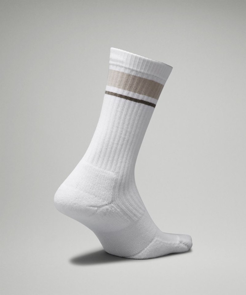 Lululemon Men's Daily Stride Ribbed Comfort Crew Socks *Stripe White / Raw Linen (not available) Online Outlet Sale