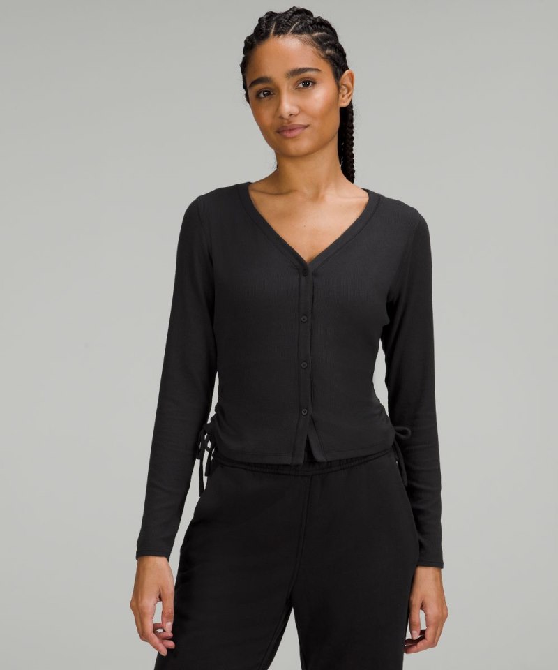 Lululemon Side-Cinch Ribbed Cardigan Black Online Outlet Sale