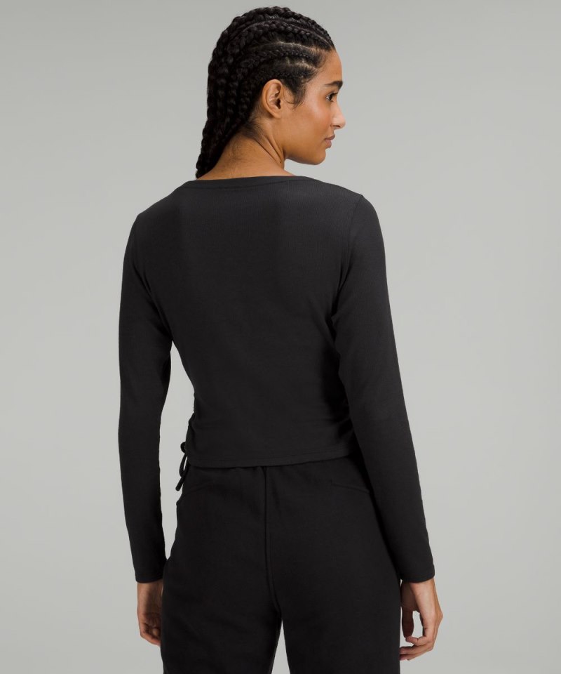 Lululemon Side-Cinch Ribbed Cardigan Black Online Outlet Sale