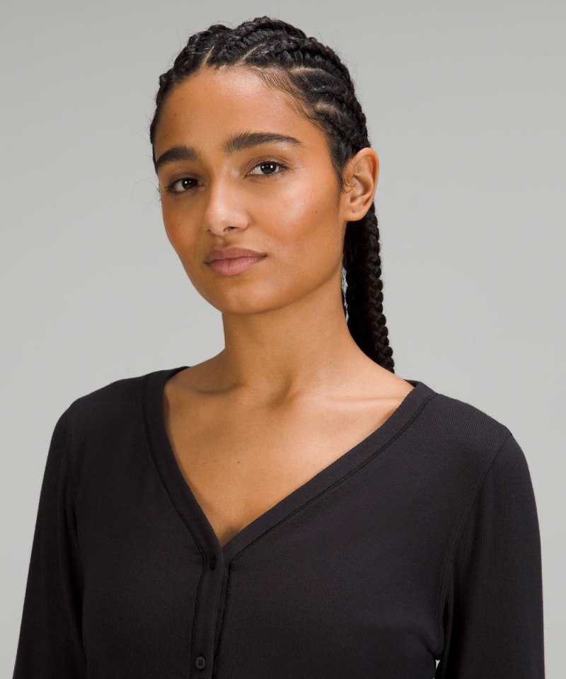 Lululemon Side-Cinch Ribbed Cardigan Black Online Outlet Sale