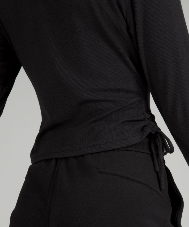 Lululemon Side-Cinch Ribbed Cardigan Black Online Outlet Sale