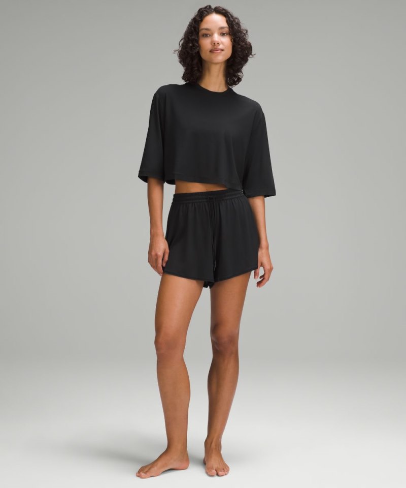 Lululemon Modal Relaxed-Fit Cropped Short-Sleeve Shirt Black Online Outlet Sale