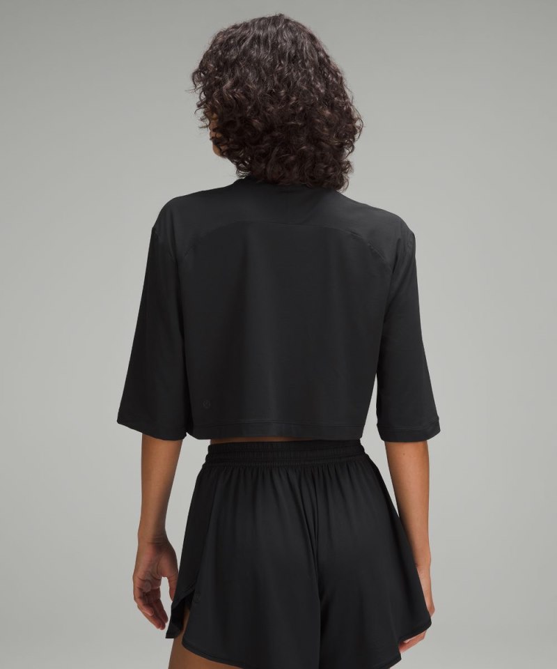 Lululemon Modal Relaxed-Fit Cropped Short-Sleeve Shirt Black Online Outlet Sale