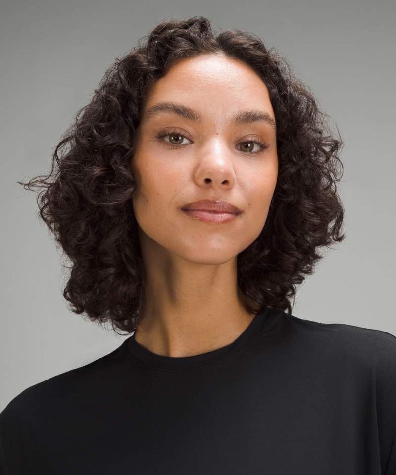 Lululemon Modal Relaxed-Fit Cropped Short-Sleeve Shirt Black Online Outlet Sale