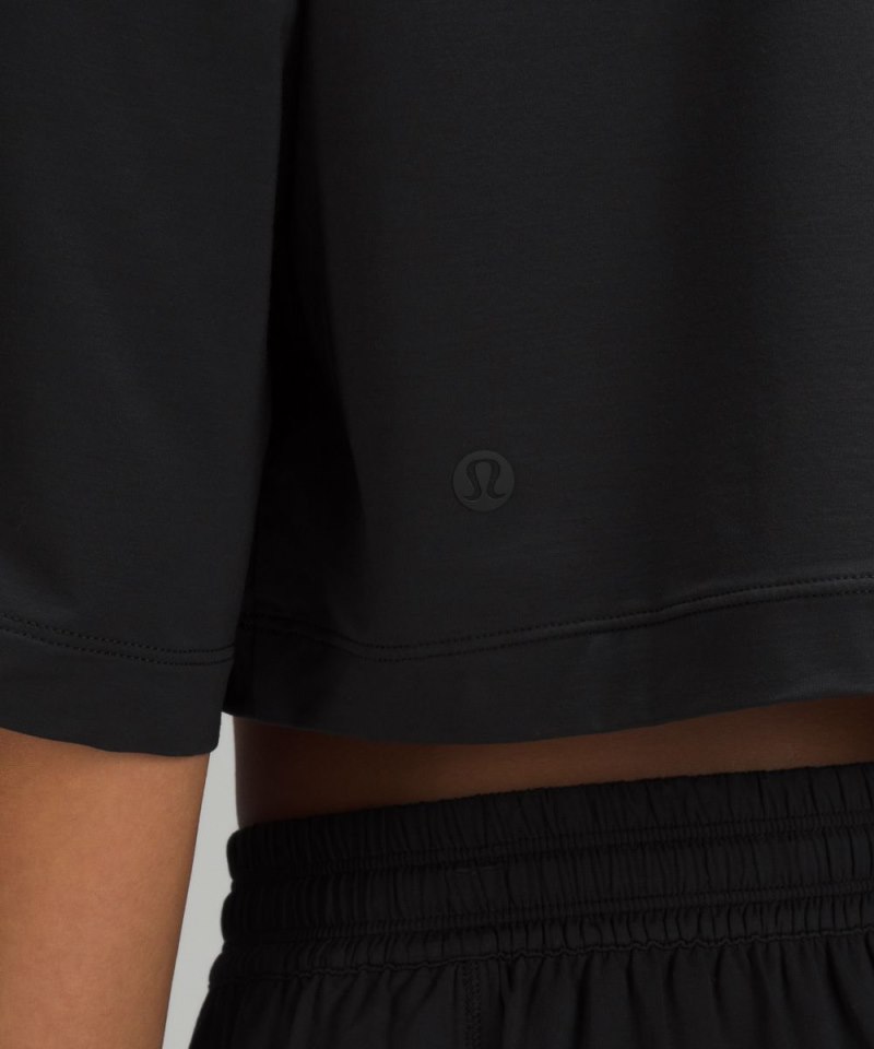 Lululemon Modal Relaxed-Fit Cropped Short-Sleeve Shirt Black Online Outlet Sale