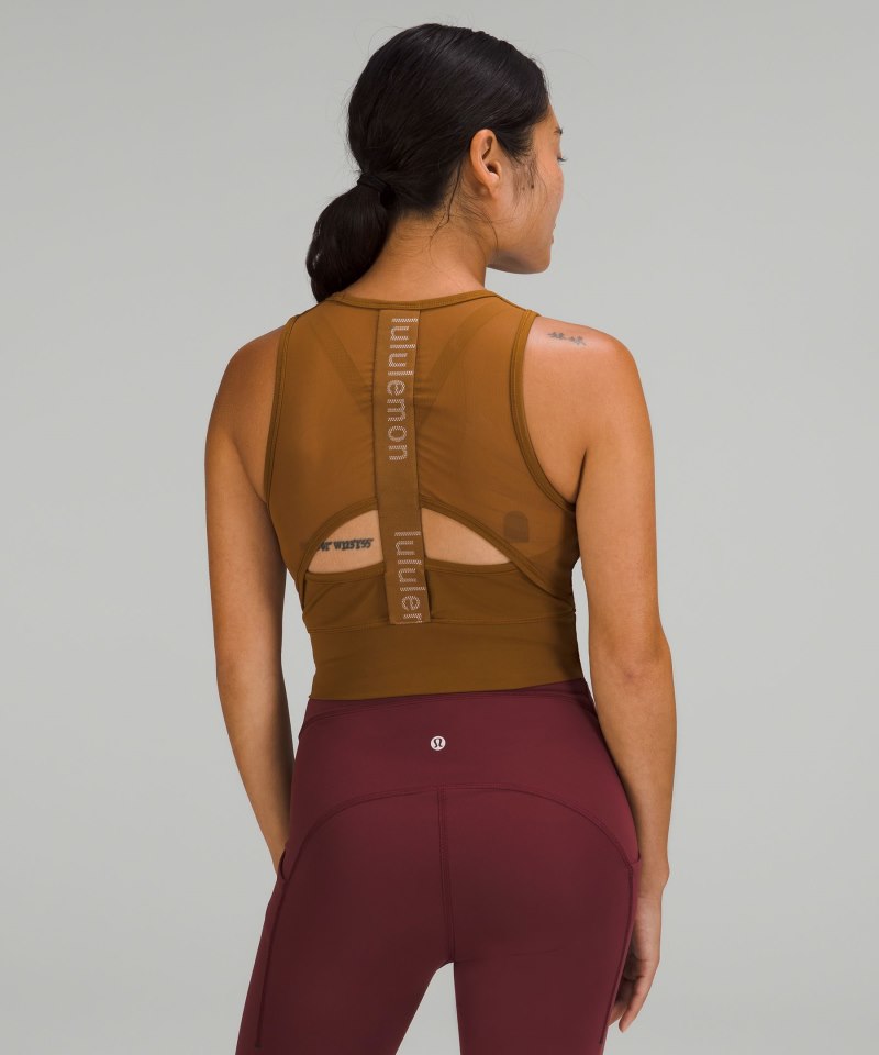 Lululemon Mesh-Back Training Cropped Tank Top Rich Caramel Online Outlet Sale