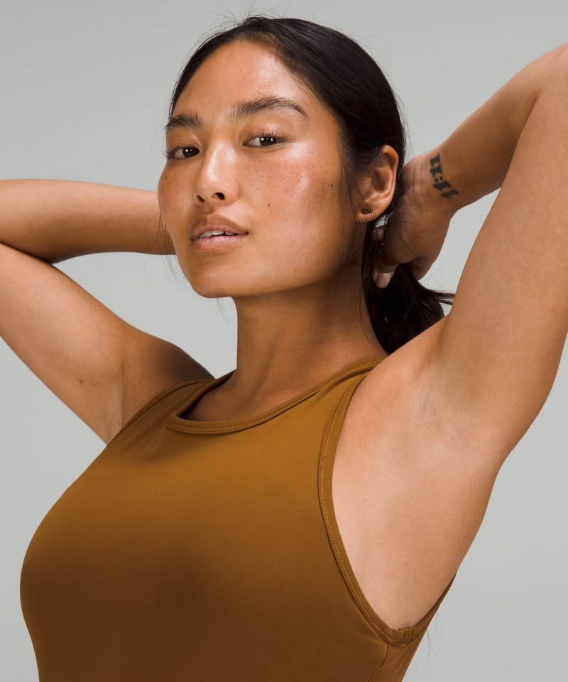 Lululemon Mesh-Back Training Cropped Tank Top Rich Caramel Online Outlet Sale