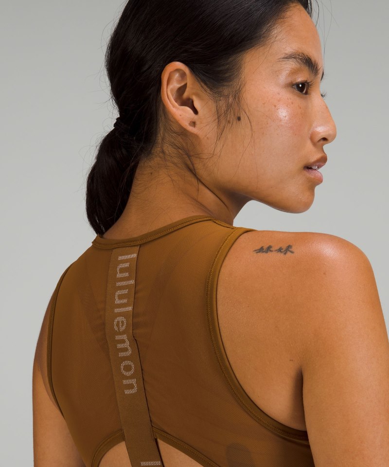 Lululemon Mesh-Back Training Cropped Tank Top Rich Caramel Online Outlet Sale