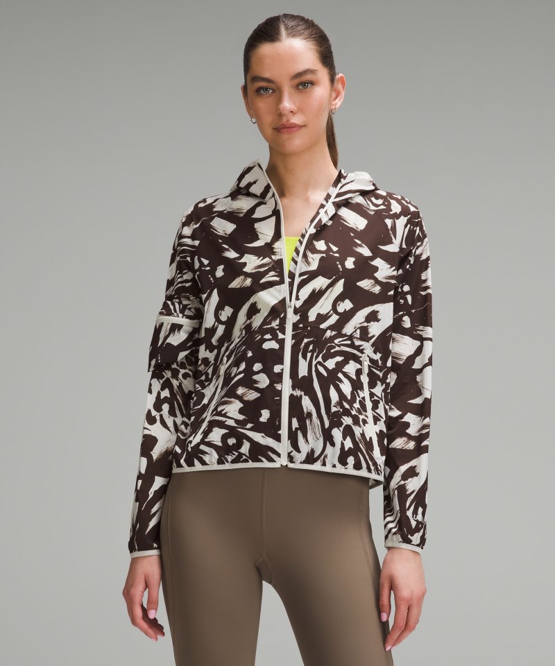 Lululemon Packable Running Jacket Monarch Bloom Bone Espresso Online Outlet Sale