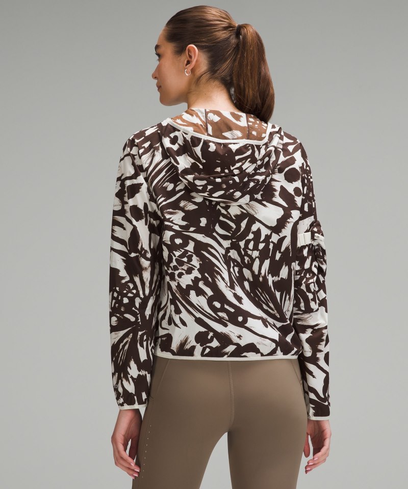 Lululemon Packable Running Jacket Monarch Bloom Bone Espresso Online Outlet Sale
