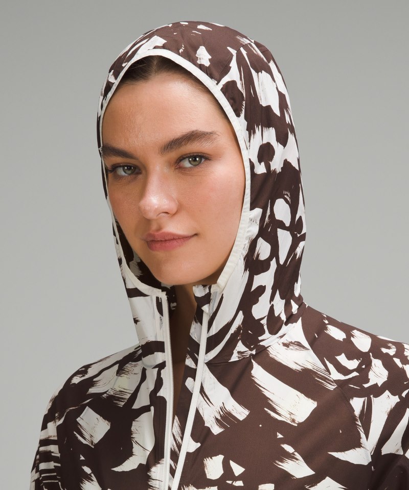 Lululemon Packable Running Jacket Monarch Bloom Bone Espresso Online Outlet Sale