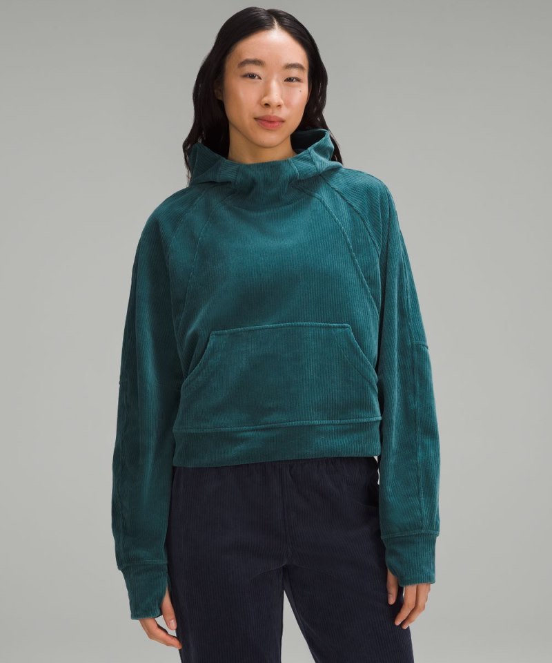 Lululemon Scuba Oversized Hoodie *Velvet Cord Storm Teal Online Outlet Sale