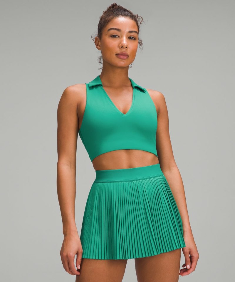 Lululemon Collared Tennis Longline Bra *Medium Support, B / C Cup Cascadia Green Online Outlet Sale