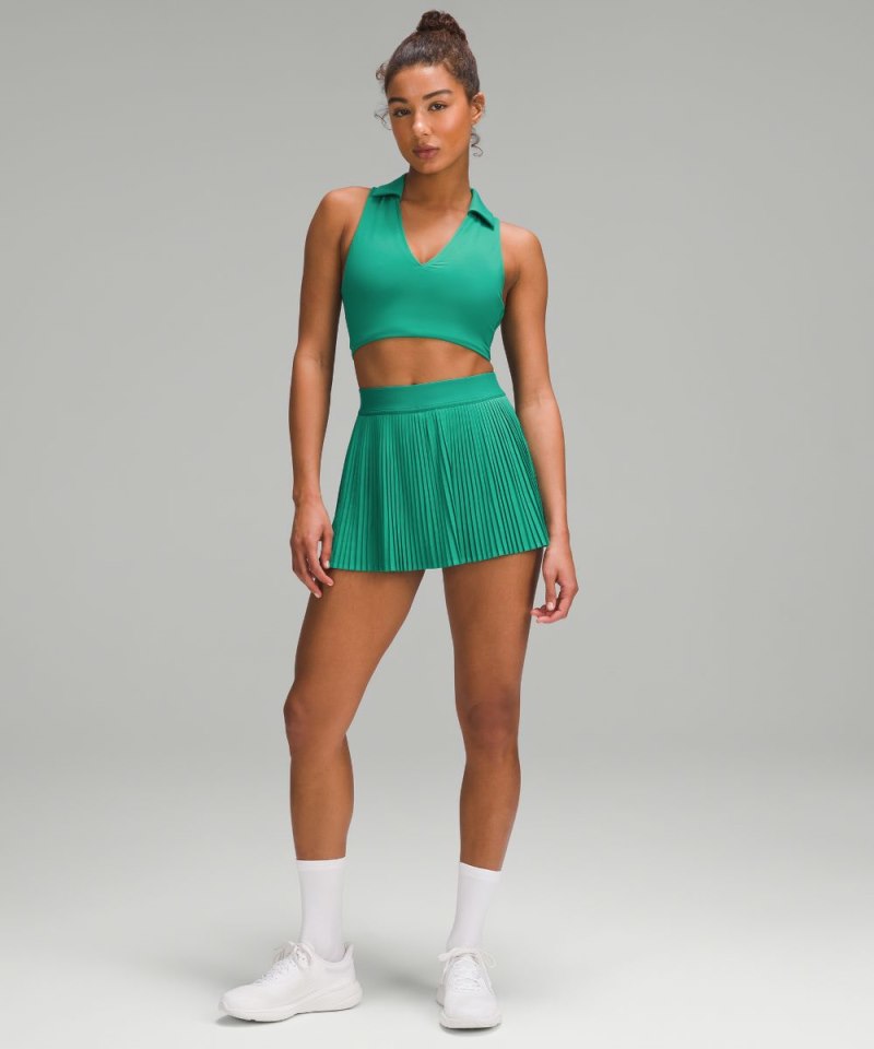 Lululemon Collared Tennis Longline Bra *Medium Support, B / C Cup Cascadia Green Online Outlet Sale