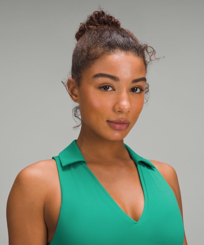 Lululemon Collared Tennis Longline Bra *Medium Support, B / C Cup Cascadia Green Online Outlet Sale
