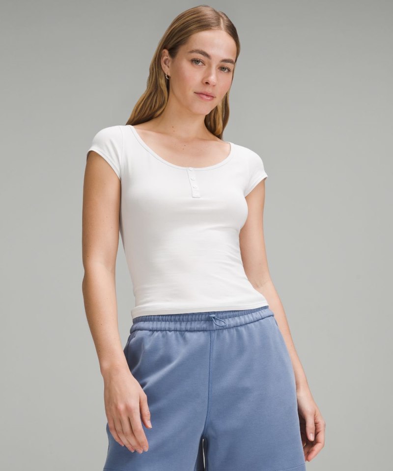 Lululemon Cap-Sleeve Henley T-Shirt Light Vapor Online Outlet Sale