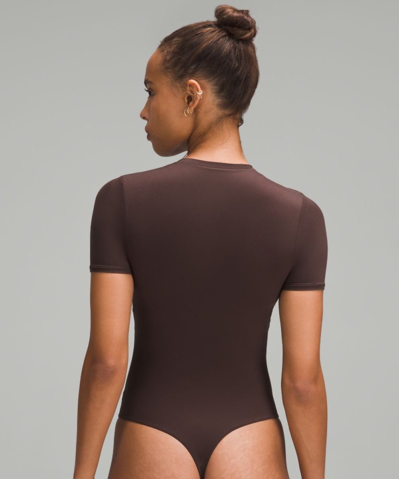 Lululemon Wundermost Ultra-Soft Nulu Short-Sleeve Crew Thong Bodysuit Espresso (not available) Online Outlet Sale