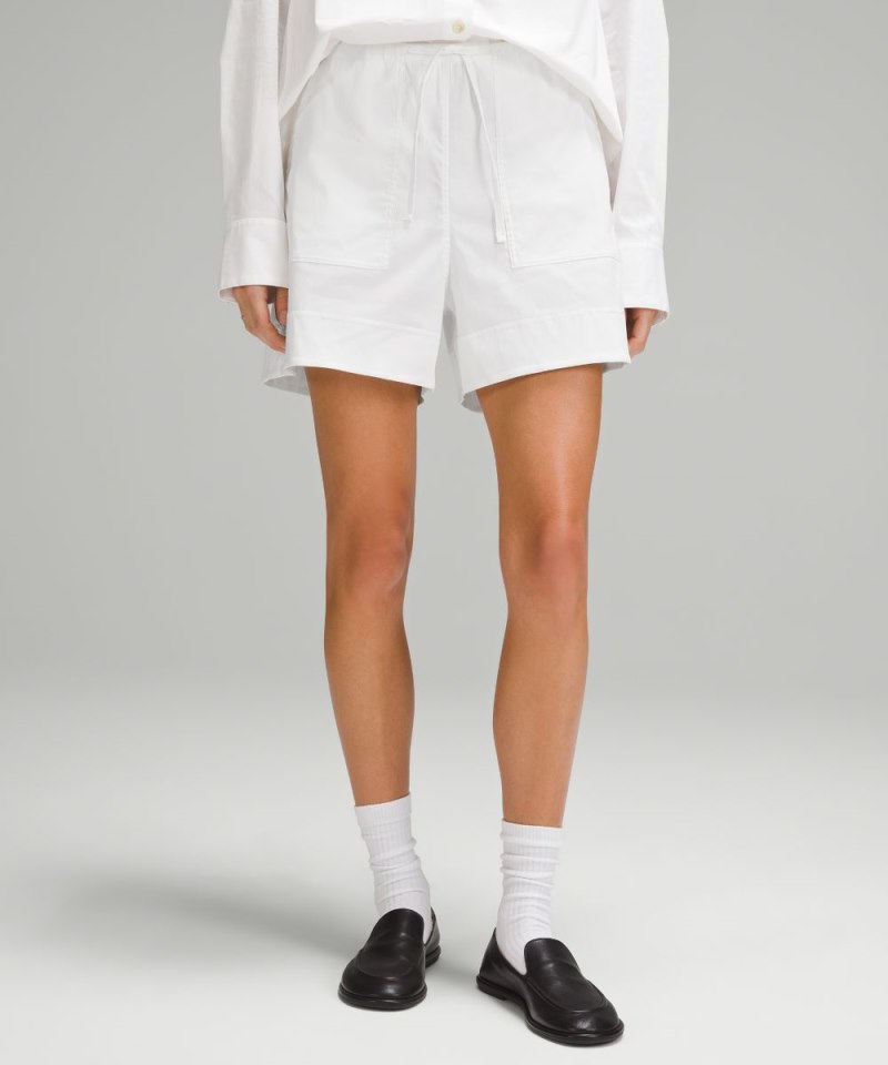 Lululemon Cotton-Blend Poplin High-Rise Short 4" White Online Outlet Sale