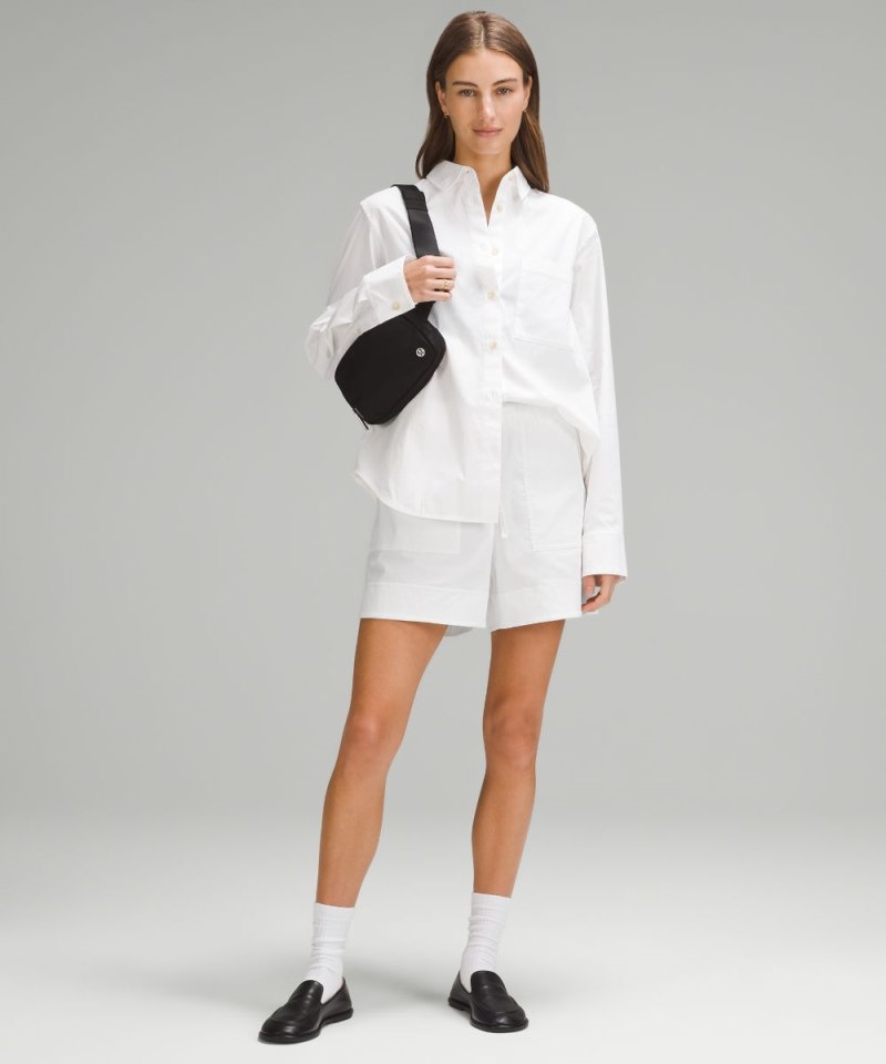 Lululemon Cotton-Blend Poplin High-Rise Short 4" White Online Outlet Sale