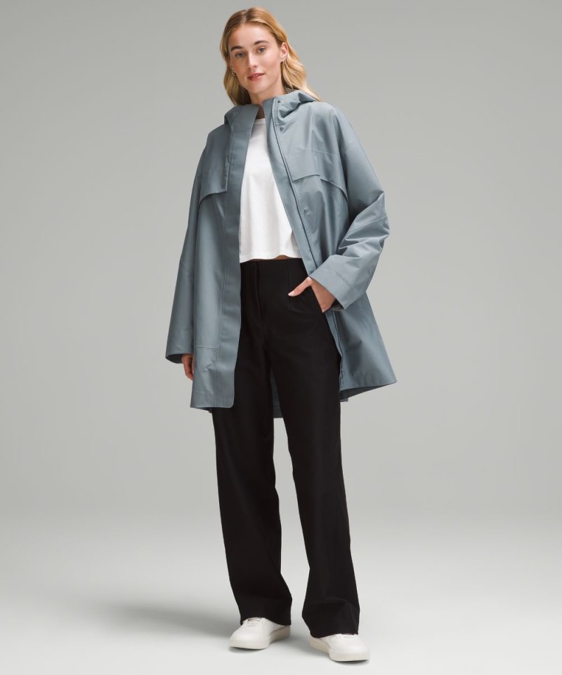 Lululemon Mid-Length Waterproof Rain Coat Belgian Blue Online Outlet Sale