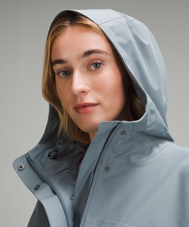 Lululemon Mid-Length Waterproof Rain Coat Belgian Blue Online Outlet Sale