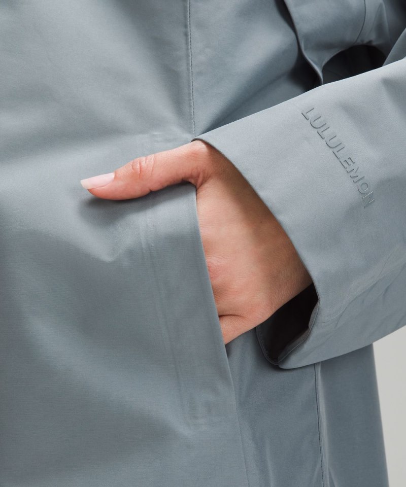 Lululemon Mid-Length Waterproof Rain Coat Belgian Blue Online Outlet Sale