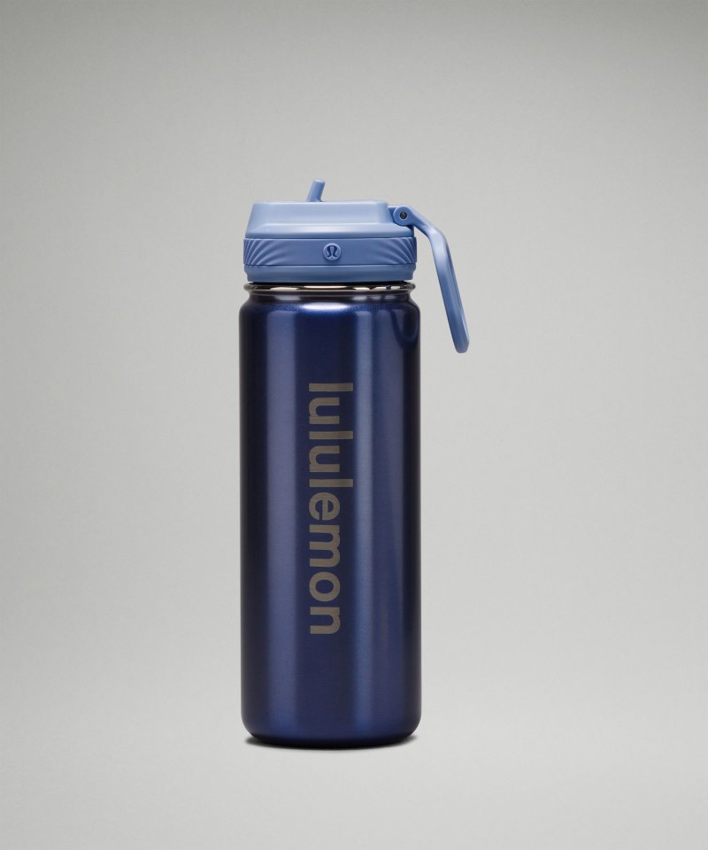 Lululemon Back to Life Sport Bottle 18oz Straw Lid *Shine Blue Linen Online Outlet Sale