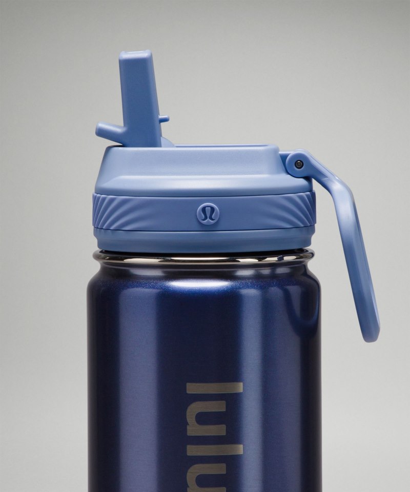 Lululemon Back to Life Sport Bottle 18oz Straw Lid *Shine Blue Linen Online Outlet Sale