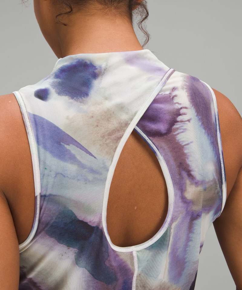 Lululemon Keyhole Mesh Tank Top Ink Islands Mauve Multi Online Outlet Sale