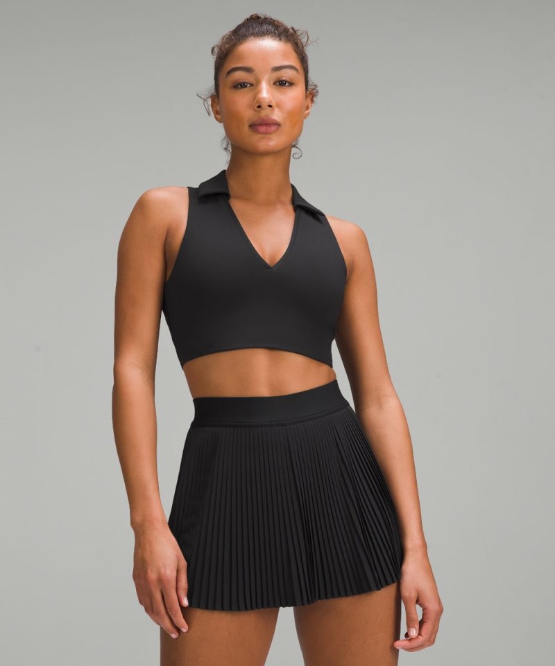 Lululemon Collared Tennis Longline Bra *Medium Support, B / C Cup Black Online Outlet Sale