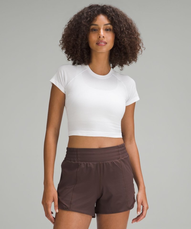 Lululemon Swiftly Tech Cropped Short-Sleeve Shirt 2.0 White / White Online Outlet Sale