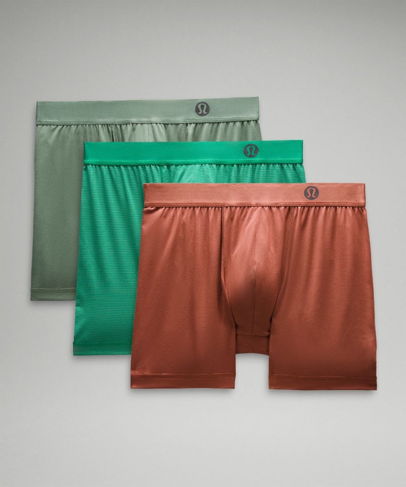 Lululemon Always In Motion Boxer 5" *3 Pack Ancient Copper / Jumie Stripe Well Green Cascadia Green / Grey Eucalyptus Online Outlet Sale