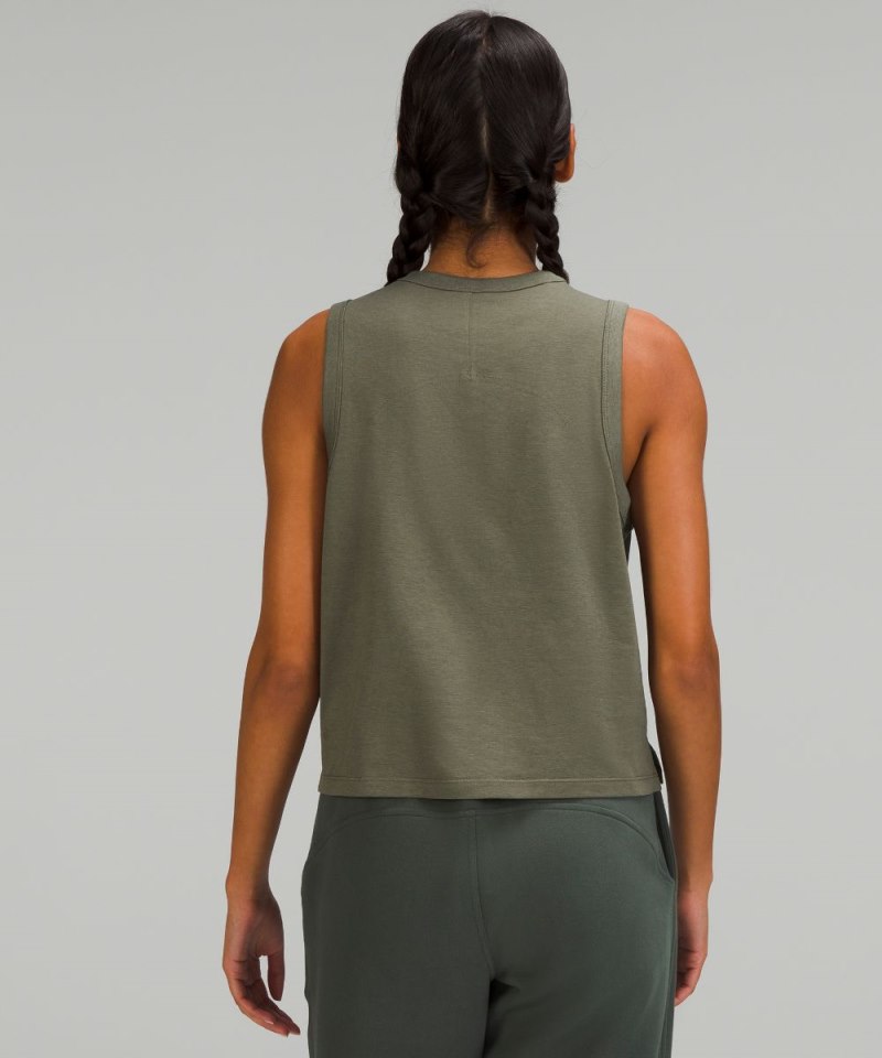 Lululemon Classic-Fit Cotton-Blend Tank Top Army Green Online Outlet Sale