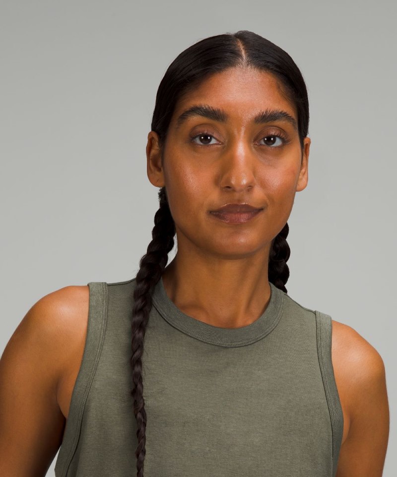 Lululemon Classic-Fit Cotton-Blend Tank Top Army Green Online Outlet Sale