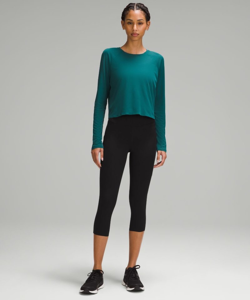 Lululemon Fast and Free High-Rise Crop with Pockets 19" Black Online Outlet Sale