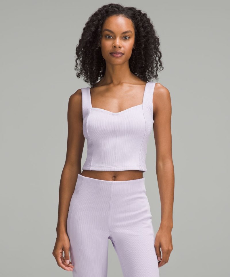 Lululemon Ribbed Softstreme Sweetheart Tank Top Lilac Ether Online Outlet Sale