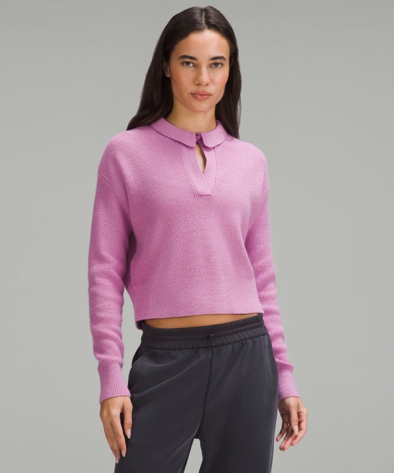 Lululemon Collared Merino Wool-Blend Sweater Dahlia Mauve Online Outlet Sale