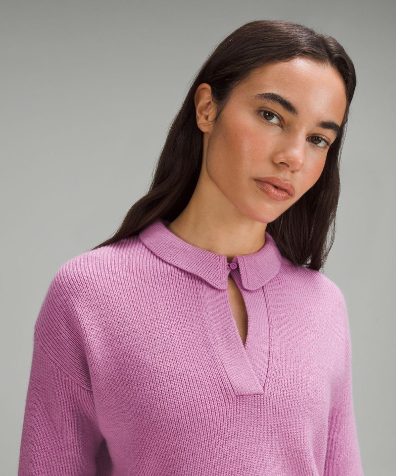 Lululemon Collared Merino Wool-Blend Sweater Dahlia Mauve Online Outlet Sale