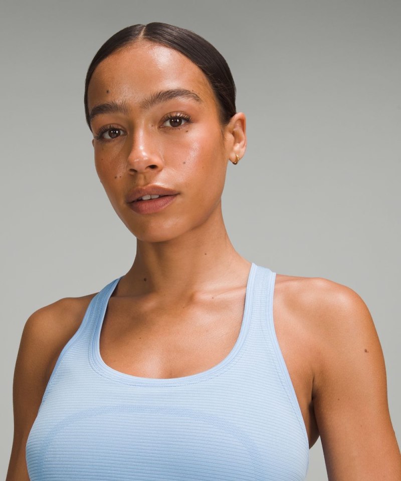 Lululemon Swiftly Tech Racerback Tank Top 2.0 *Hip Length Spandex Stripe Sinatra Blue / White Online Outlet Sale