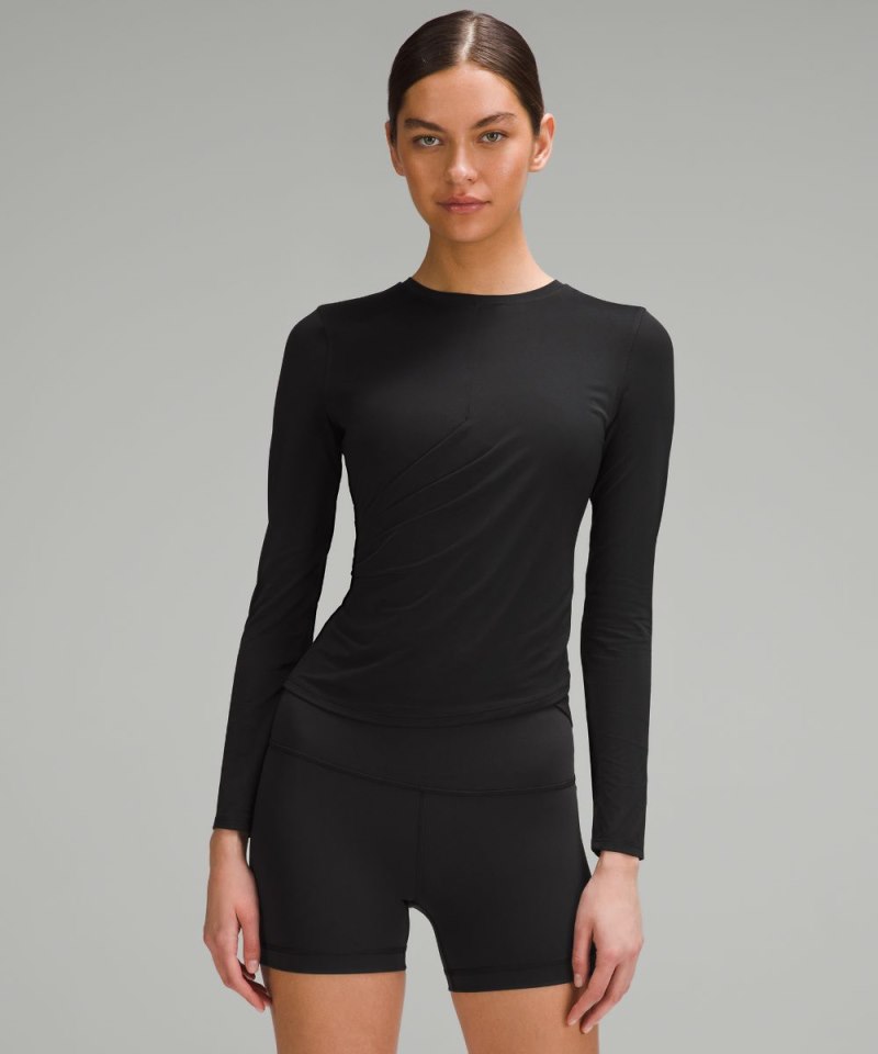 Lululemon Light SmoothCover Wrap-Front Long-Sleeve Shirt Black Online Outlet Sale