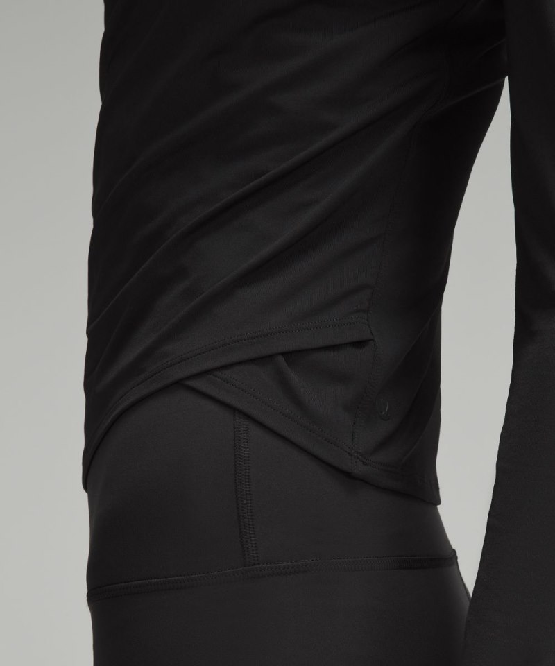 Lululemon Light SmoothCover Wrap-Front Long-Sleeve Shirt Black Online Outlet Sale