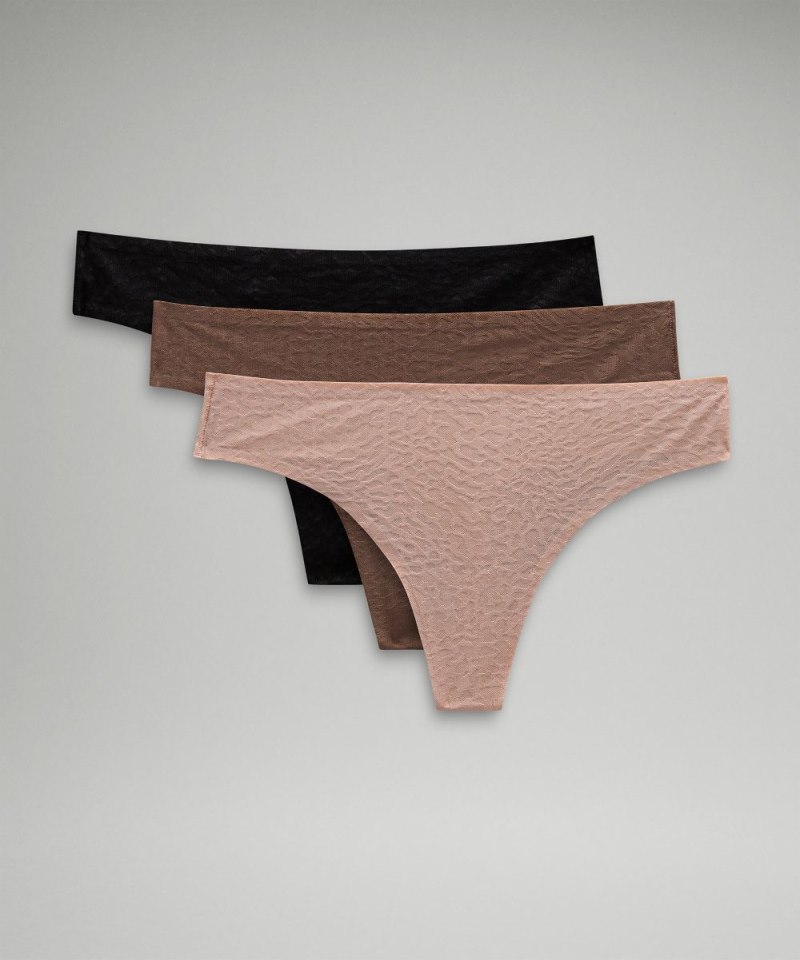 Lululemon InvisiWear Mid-Rise Thong Underwear Performance Lace *3 Pack Misty Shell / Lace / Taupetastic / Lace / Black / Lace Online Outlet Sale