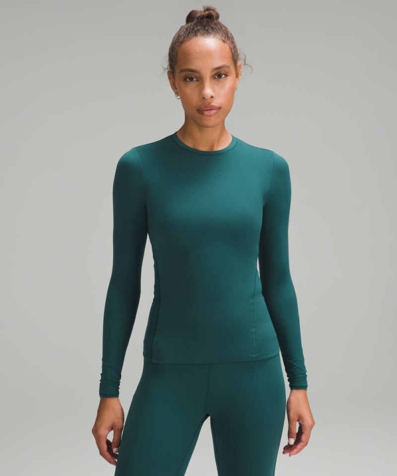 Lululemon Wundermost Ultra-Soft Nulu Crewneck Long-Sleeve Shirt Storm Teal Online Outlet Sale