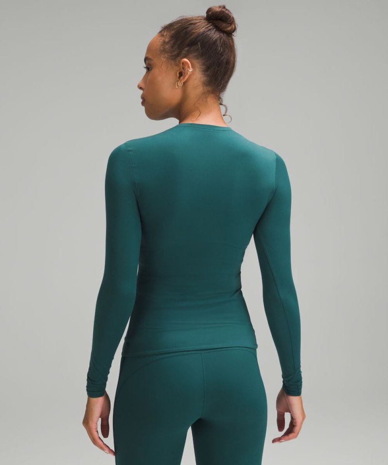 Lululemon Wundermost Ultra-Soft Nulu Crewneck Long-Sleeve Shirt Storm Teal Online Outlet Sale