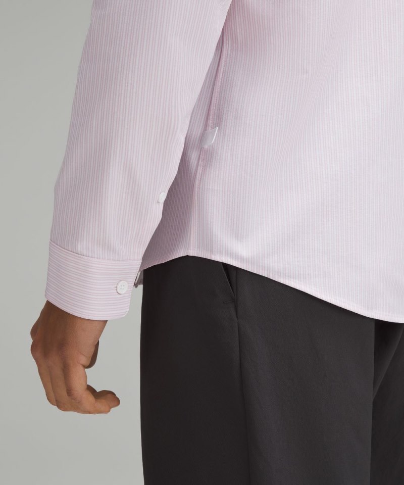 Lululemon New Venture Slim-Fit Long-Sleeve Shirt Inline Stripe White Heathered Pink Peony Online Outlet Sale